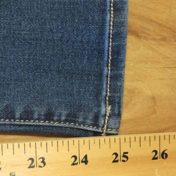 AMERICAN EAGLE Kick Crop Ripped Jeans Womens Sz 14 Distressed Stretch Blue Denim - Picture 15 of 16